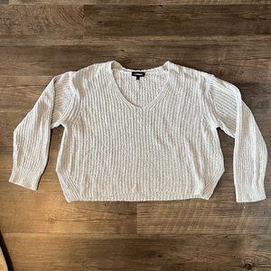 Express Knit Sweater Soft V/Scoop-Neck Grey Small